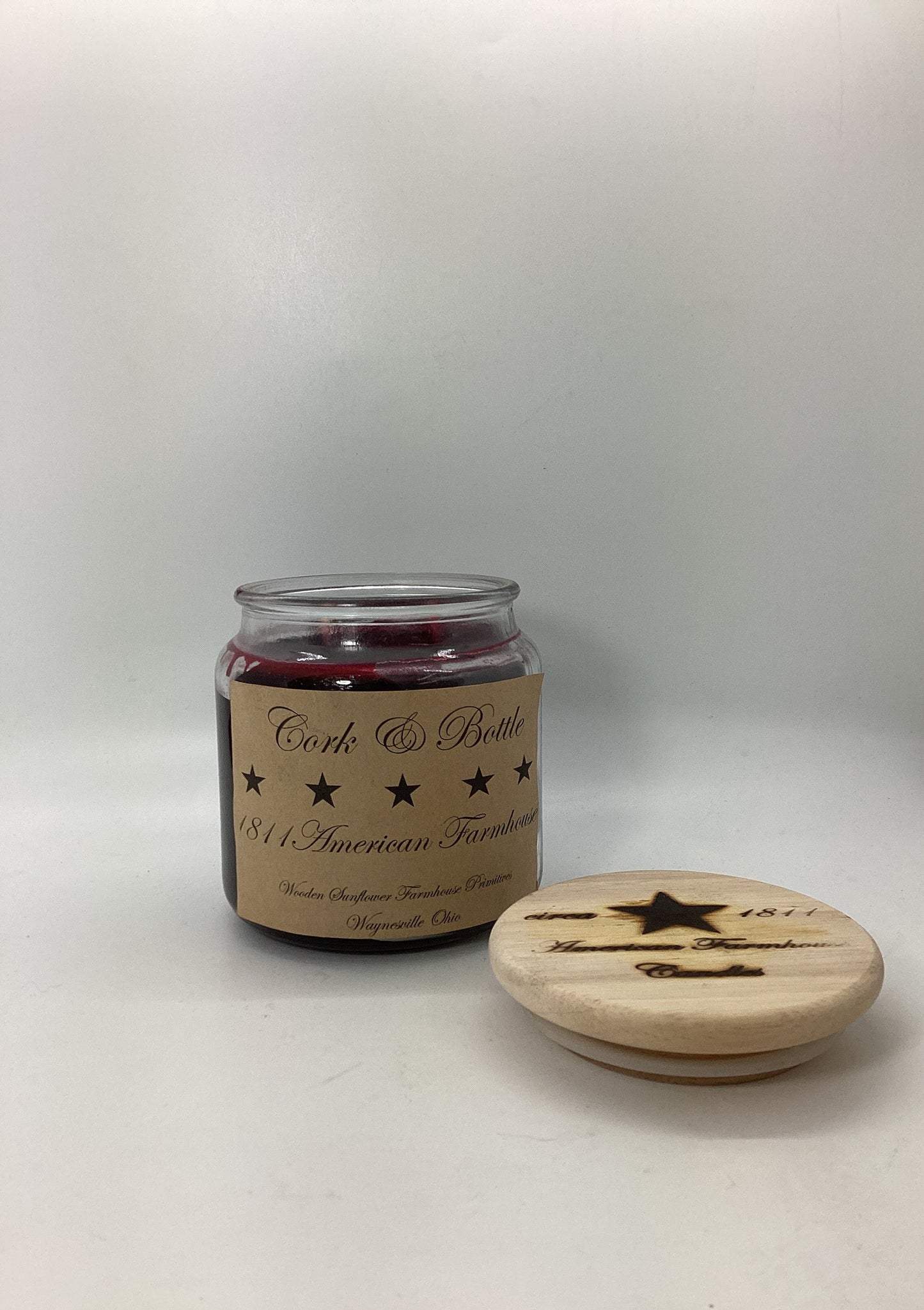 Cork & Bottle Highly Scented Candle/Apothecary Jar 18oz/Paraffin Wax/Farmhouse Candle/HandPoured Candle/Country Primitive Candle/