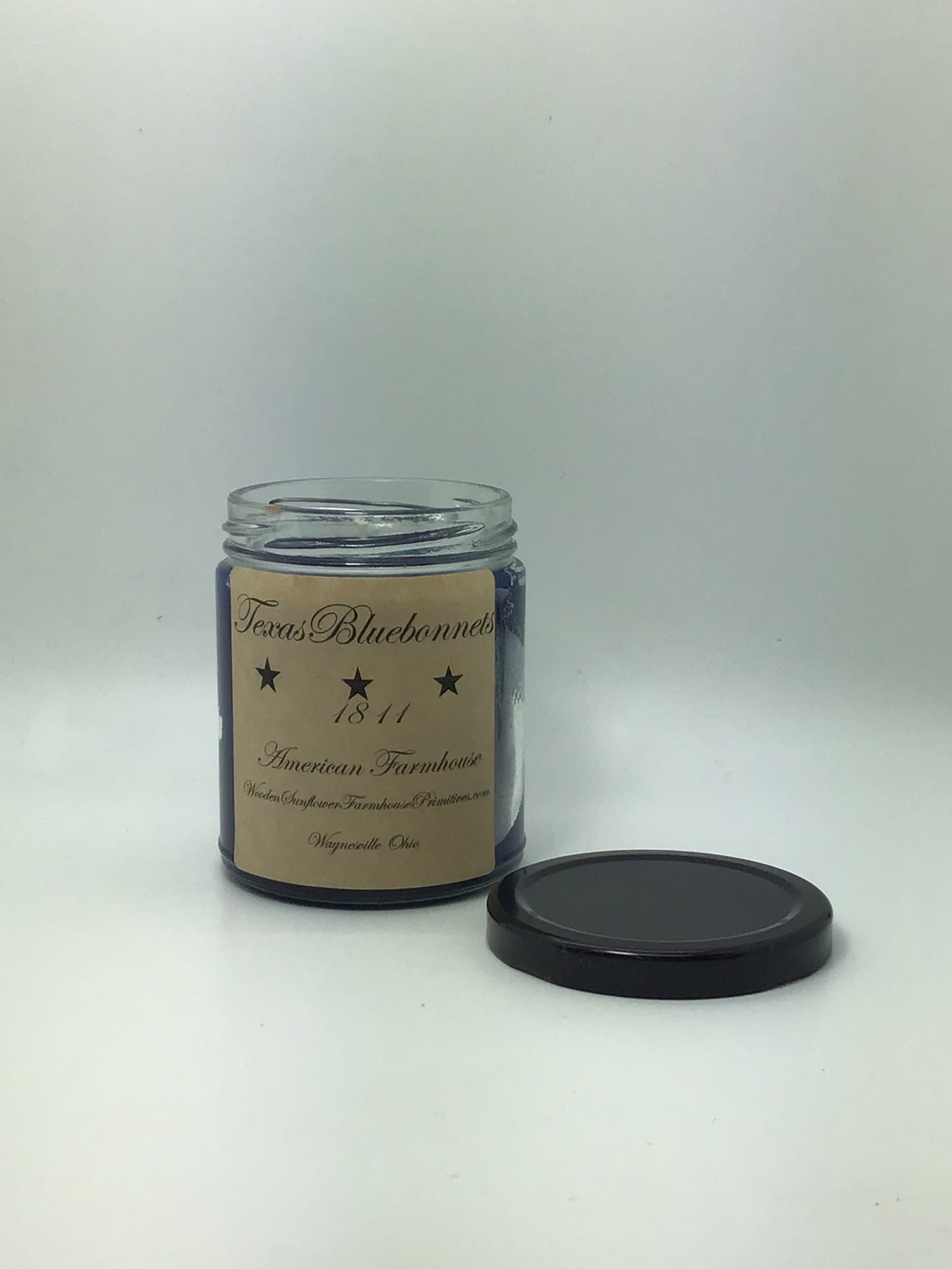 Texas Bluebonnets Highly Scented Candle /Jelly Jar 10oz/Paraffin Wax/Farmhouse Candle/Hand-Poured /Country-Primitive/lemon blueberry