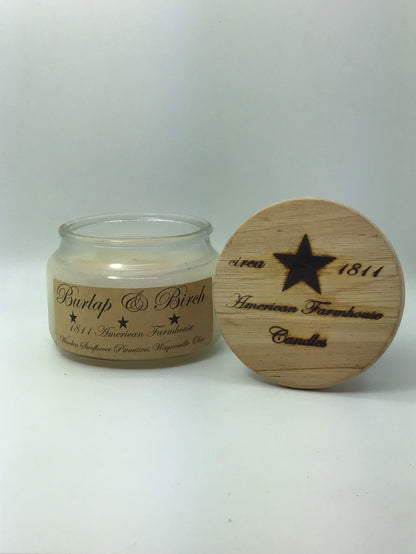 Burlap & Birch Highly Scented Candle/Apothecary Jar 10oz/Paraffin Wax/Farmhouse Candle/HandPoured Candle/Country Primitive Candle/