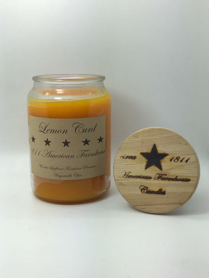Lemon Curd Highly Scented Candle/Apothecary Jar 26 oz/Paraffin Wax/Farmhouse Candle/Hand Poured Candle/Country-Primitive Candle