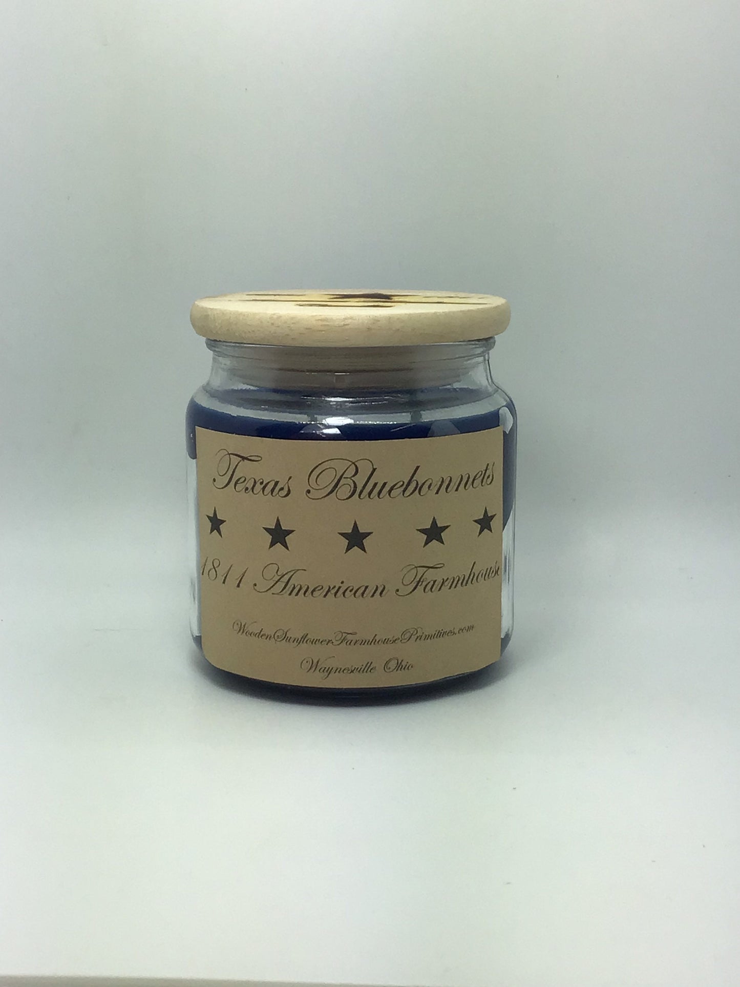 Texas Bluebonnets Highly Scented Candle /Apothecary Jar 18 oz/Paraffin Wax/Farmhouse Candle/Hand-Poured /Country-Primitive/lemon blueberry