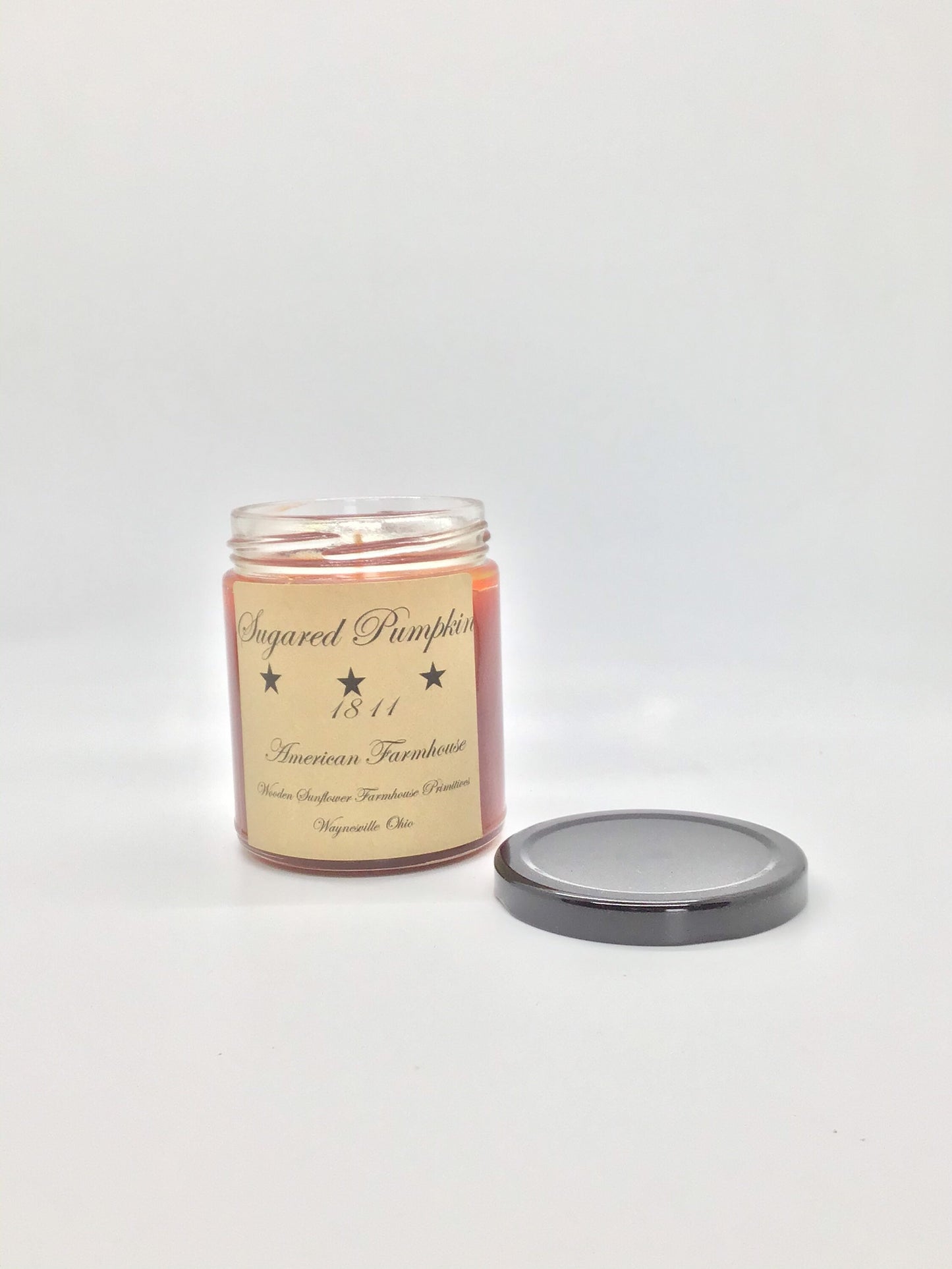 Sugared Pumpkin Highly Scented Candle/ Jelly Jar 9oz/Paraffin Wax/Farmhouse Candle/Hand poured Candle/ Country-Primitive Candle
