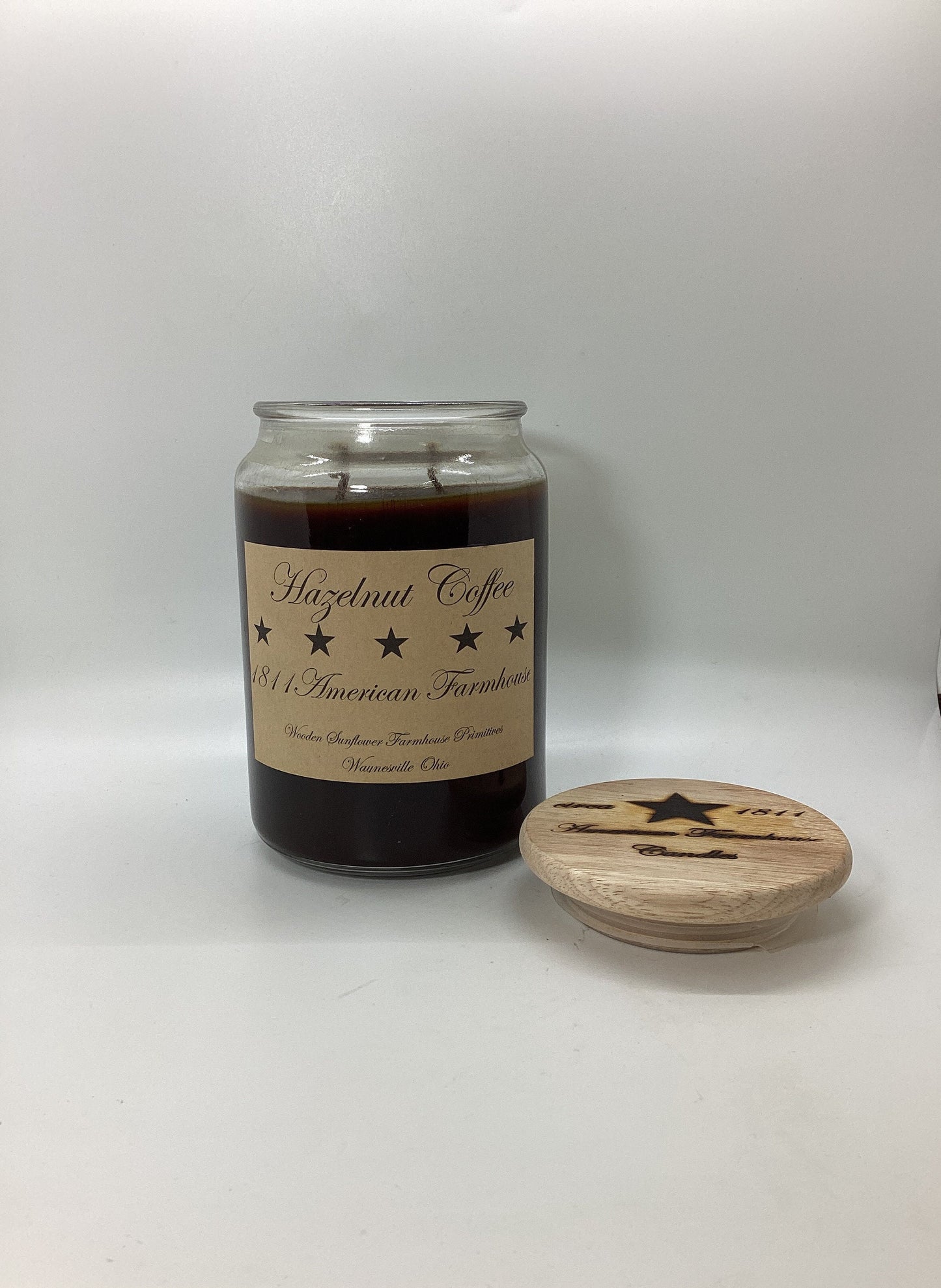 Hazelnut Coffee Highly Scented Candle/Apothecary Jar 26 oz/Paraffin Wax/Farmhouse Candle/Hand Poured Candle/Country-Primitive Candle