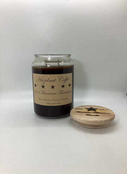 Hazelnut Coffee Highly Scented Candle/Apothecary Jar 26 oz/Paraffin Wax/Farmhouse Candle/Hand Poured Candle/Country-Primitive Candle