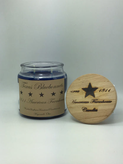 Texas Bluebonnets Highly Scented Candle /Apothecary Jar 18 oz/Paraffin Wax/Farmhouse Candle/Hand-Poured /Country-Primitive/lemon blueberry