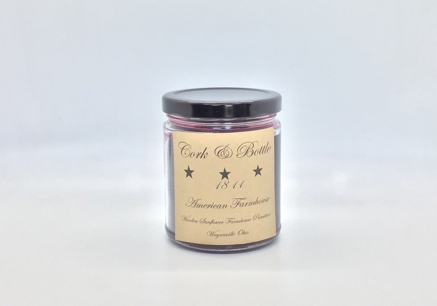 Cork & Bottle Highly Scented Candle/Jelly Jar 9 oz/Paraffin Wax/Farmhouse Candle/HandPoured Candle/Country Primitive Candle/