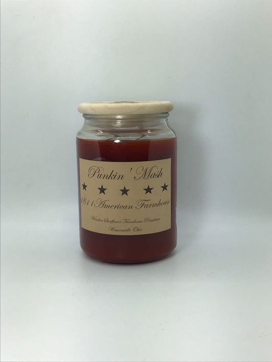 Pumpkin Mash Highly Scented Candle/Apothecary Jar 26 oz/Paraffin Wax/Farmhouse Candle/Hand Poured Candle/Country-Primitive Candle
