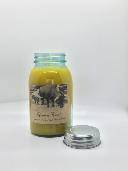 Lemon Curd  Highly Scented Candle/Ball Jar 32oz/Paraffin Wax/Farmhouse Candle/Hand Poured Candle/Country-Primitive Candle