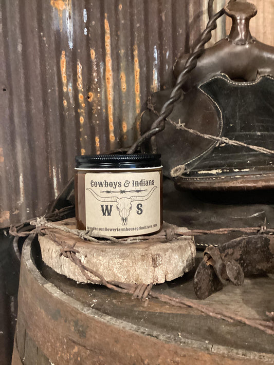 Cowboys & Indians/Sweet Tobacco/Soy Candle/Western Home Decor/Cowboy Candle/Western Candle