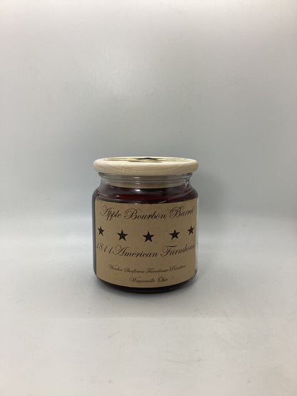 Apple Bourbon Barrel Highly Scented Candle/Apothecary Jar 18oz/Paraffin Wax/Farmhouse Candle/Hand Poured Candle/Country-Primitive Candle