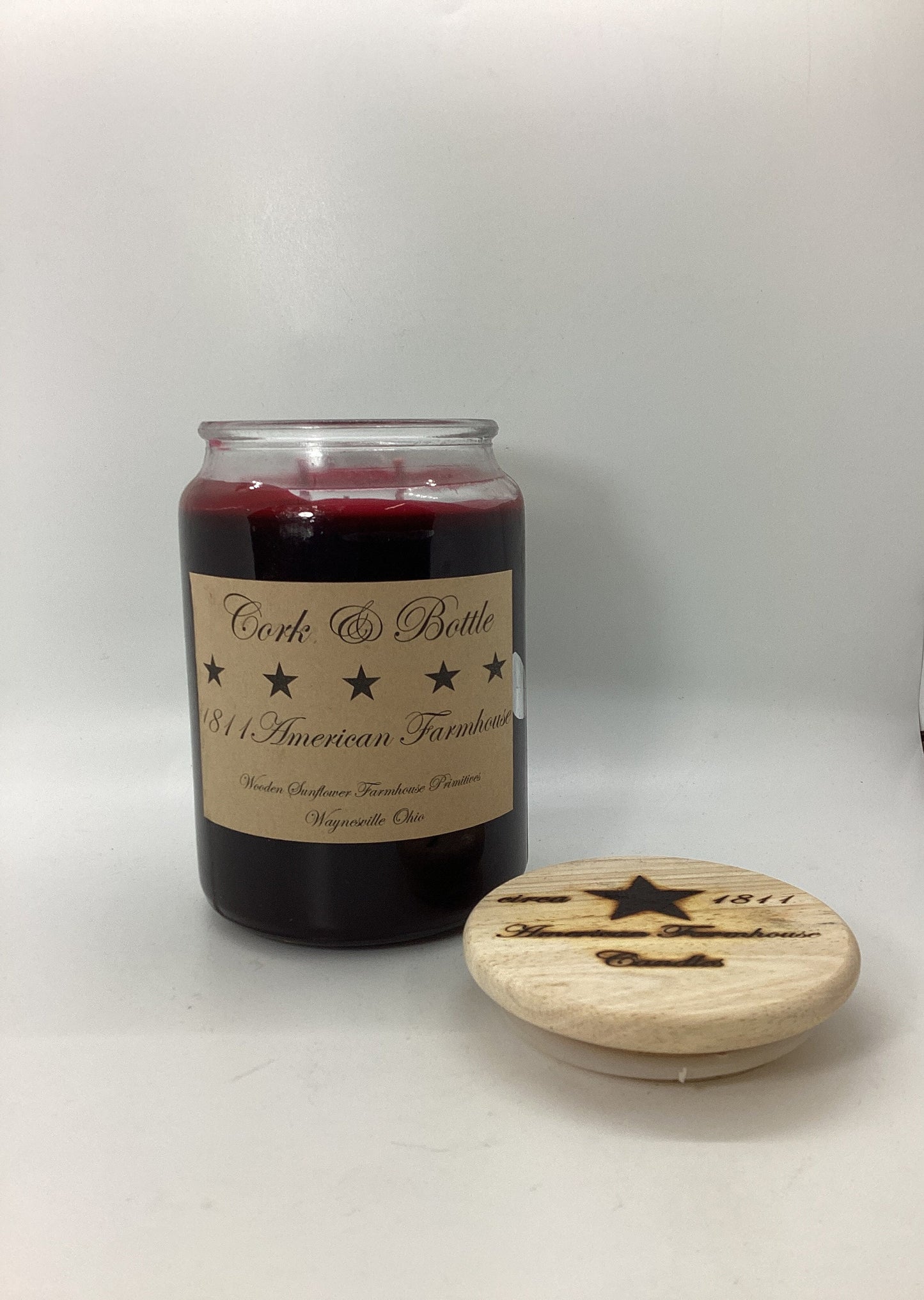 Cork & Bottle Highly Scented Candle/Apothecary Jar 26oz/Paraffin Wax/Farmhouse Candle/HandPoured Candle/Country Primitive Candle/
