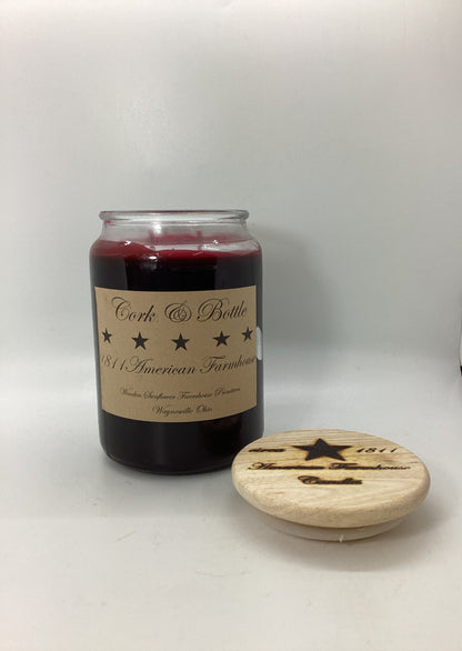 Cork & Bottle Highly Scented Candle/Apothecary Jar 26oz/Paraffin Wax/Farmhouse Candle/HandPoured Candle/Country Primitive Candle/