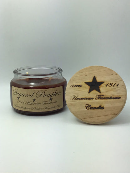 Sugared Pumpkin Highly Scented Candle/Apothecary Jar 10 oz/Paraffin Wax/Farmhouse Candle/Hand Poured Candle/Country-Primitive Candle