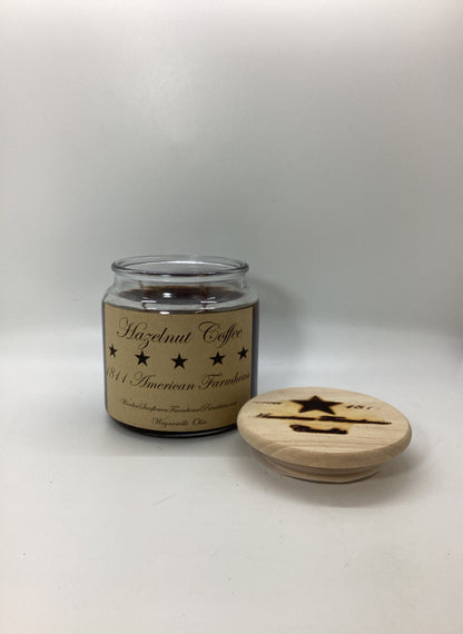 Hazelnut Coffee Highly Scented Candle/Apothecary Jar 18oz/Paraffin Wax/Farmhouse Candle/Hand Poured Candle/Country-Primitive Candle