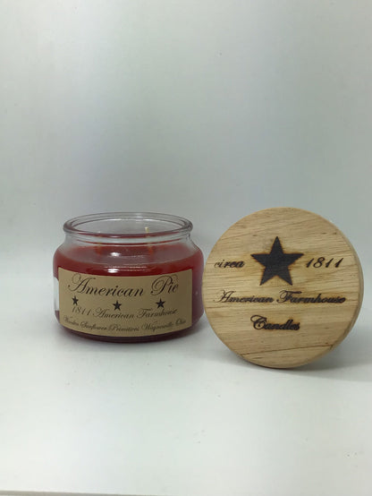 American Pie/Highly Scented Candle/10 oz Apothecary Jar/Paraffin Wax/Farmhouse Candle/Hand Poured Candle/Peach Fragrance