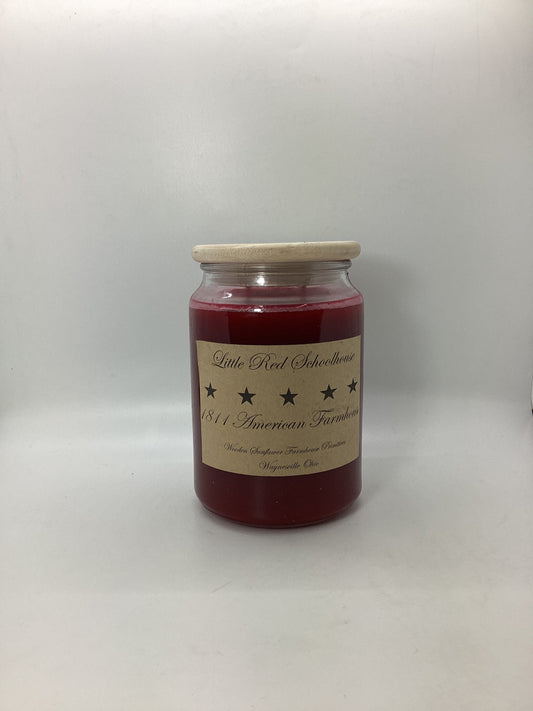 Little Red Schoolhouse/Highly Scented Candle/Apothecary Jar 26 oz/Paraffin Wax/Farmhouse Candle/Hand Poured Candle/Red Currant