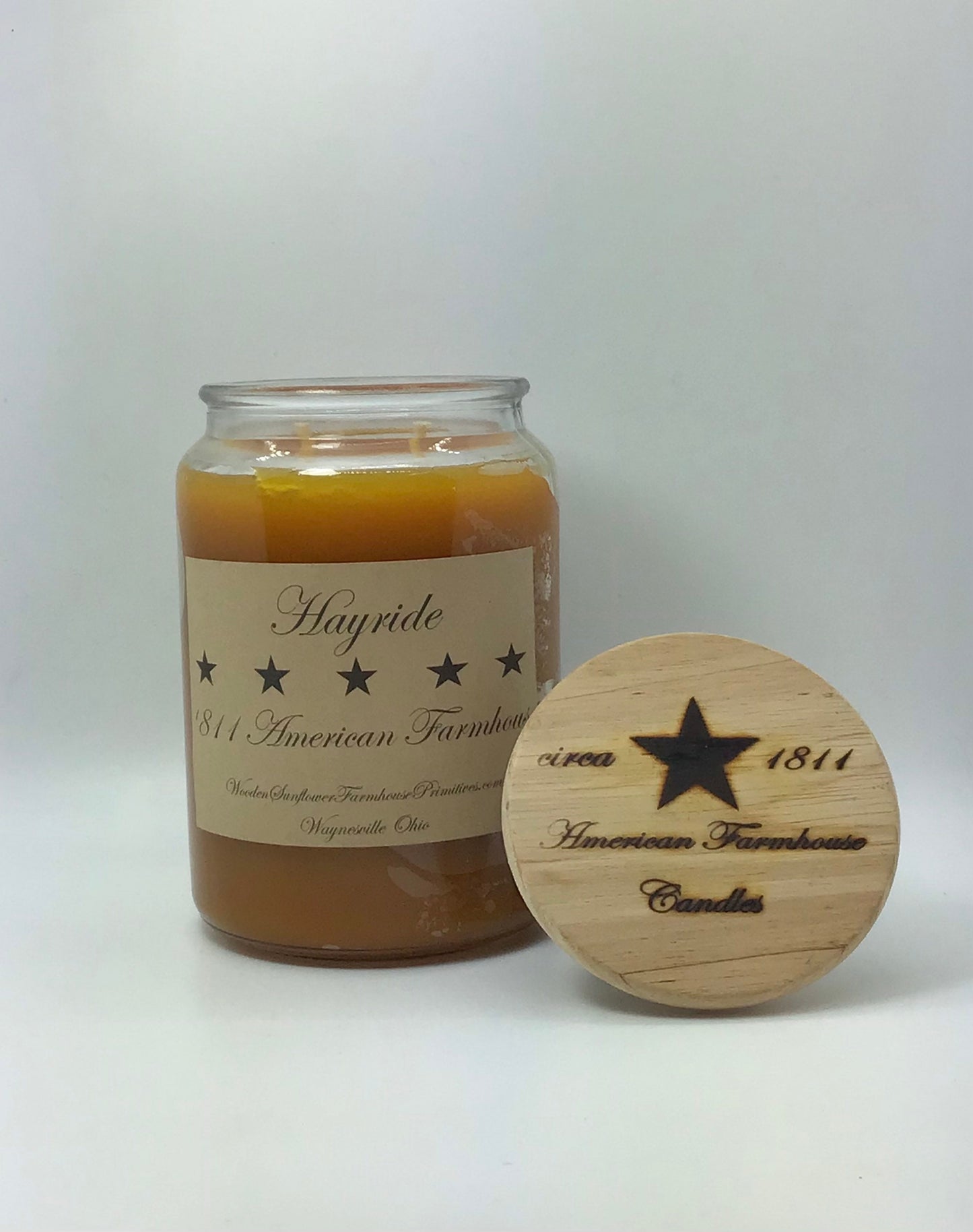 Hayride Highly Scented Candle/Apothecary Jar 26 oz/Paraffin Wax/Farmhouse Candle/Hand Poured Candle/Country-Primitive Candle