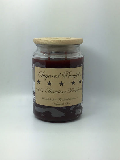 Sugared Pumpkin Highly Scented Candle /Apothecary Jar  26oz /Paraffin Wax/Farmhouse Candle/Hand Poured Candle/Country-Primitive Candle
