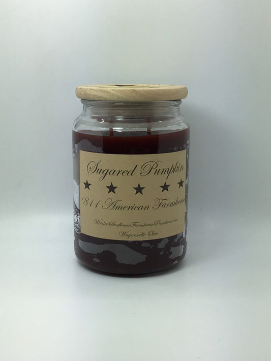 Sugared Pumpkin Highly Scented Candle /Apothecary Jar  26oz /Paraffin Wax/Farmhouse Candle/Hand Poured Candle/Country-Primitive Candle