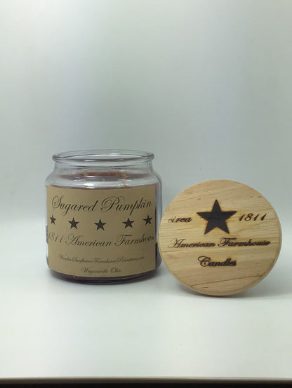 Sugared Pumpkin Highly Scented Candle/Apothecary Jar 18oz/Paraffin Wax/Farmhouse Candle/HandPoured Candle/Country Primitive Candle/