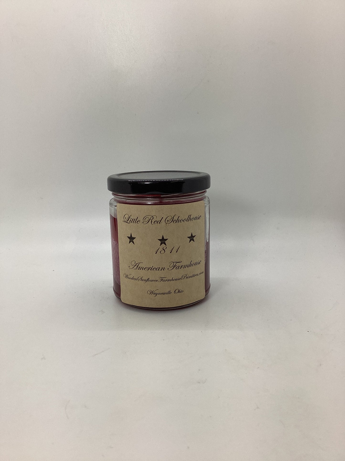 Little Red Schoolhouse/Highly Scented Candle/Jelly Jar 10oz/Paraffin Wax/Farmhouse Candle/Hand Poured Candle/Red Currant