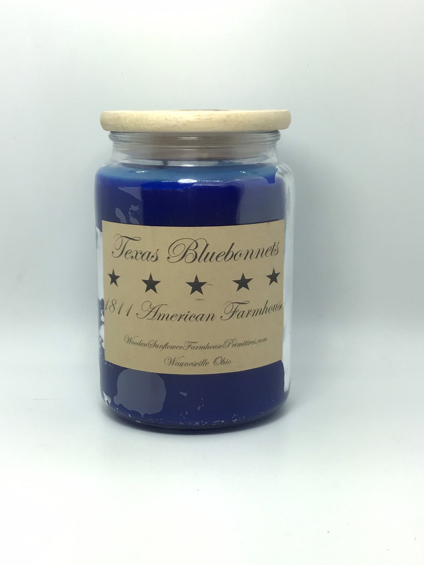 Texas Bluebonnets Highly Scented Candle /Apothecary Jar 26oz/Paraffin Wax/Farmhouse Candle/Hand-Poured /Country-Primitive/lemon blueberry