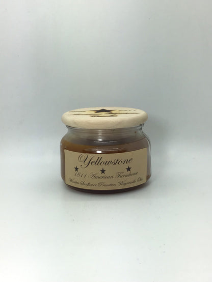 Yellowstone Highly Scented Candle/Apothecary Jar 10oz/Paraffin Wax/Farmhouse Candle/Hand Poured Candle/Country Primitive Candle