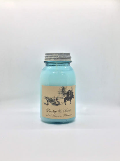 Burlap & Birch Highly Scented Candle/Ball Jar 32 oz/Paraffin Wax/Farmhouse Candle/Hand Poured Candle/Country-Primitive Candle