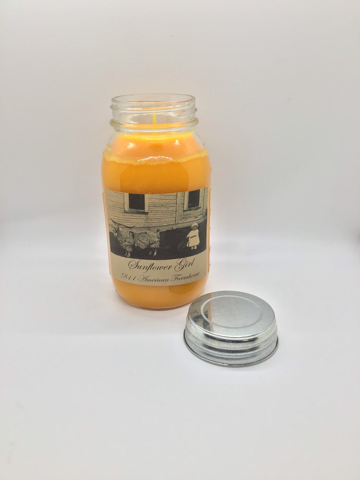 Sunflower Girl/Highly Scented Candle/Ball Jar 32oz/Paraffin Wax/Farmhouse Candle/Hand Poured Candle/Sweet Orange and Sriracha