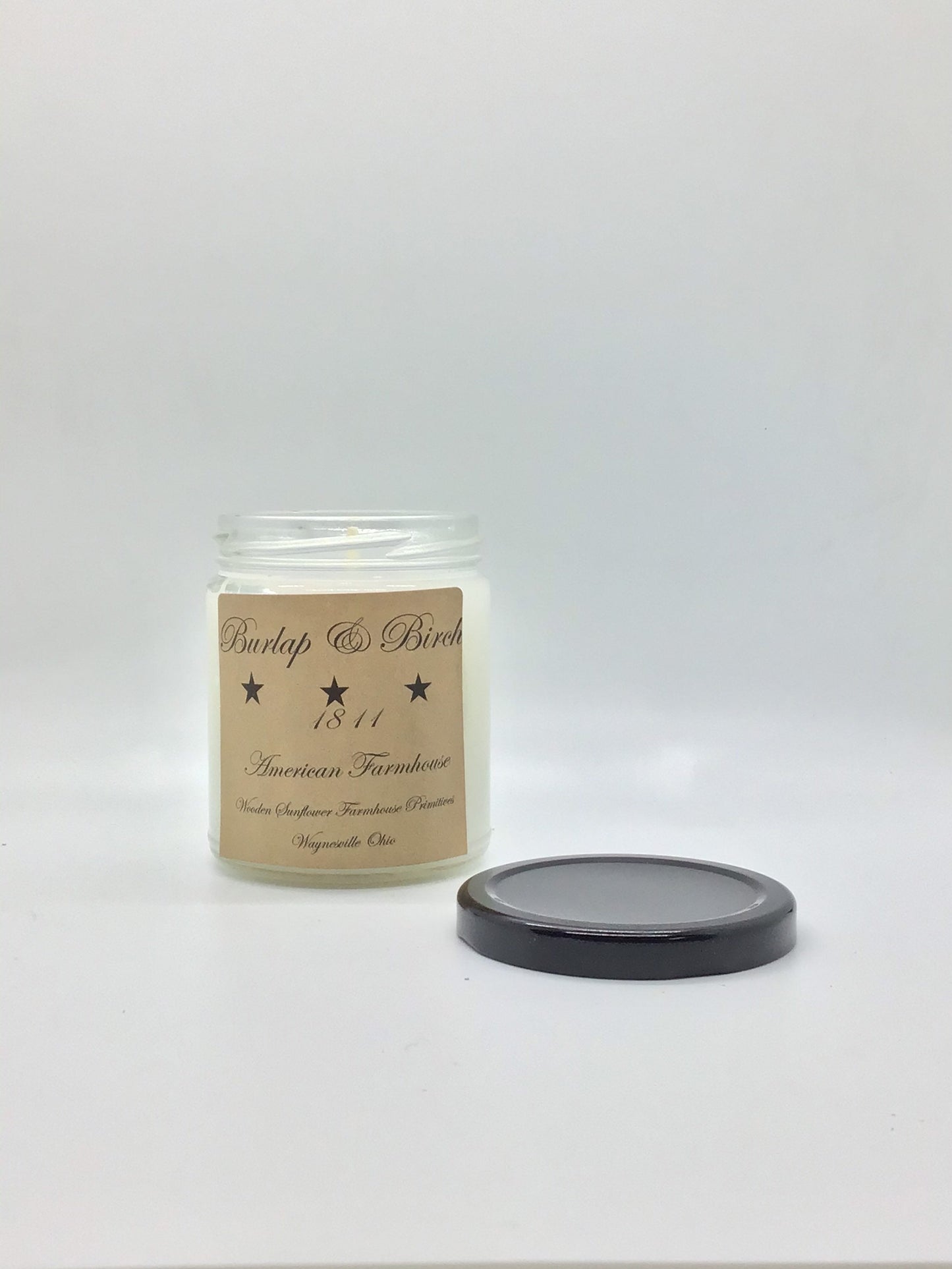Burlap & Birch Highly Scented Candle/Jelly Jar/9oz/Paraffin Wax/Farmhouse Candle/Hand Poured Candle/Country-Primitive Candle