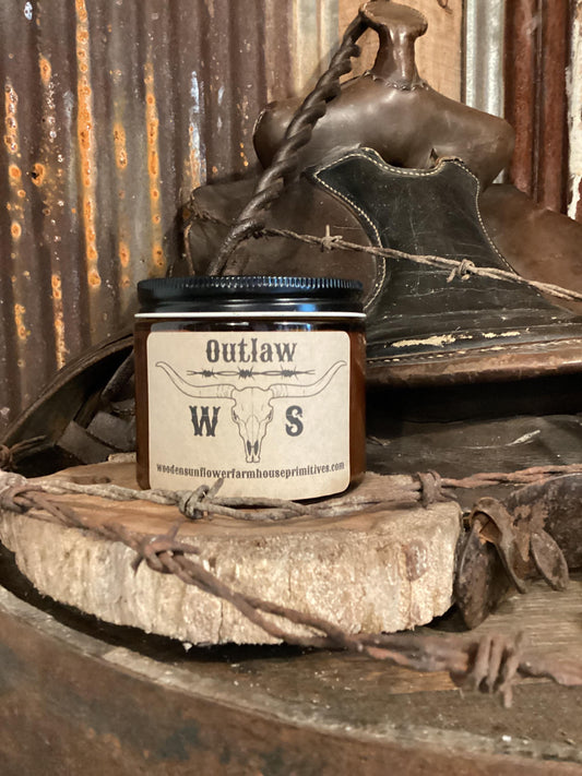 Outlaw/mens cologne scent/Soy Candle/Western Home Decor/Cowboy Candle/Western Candle/