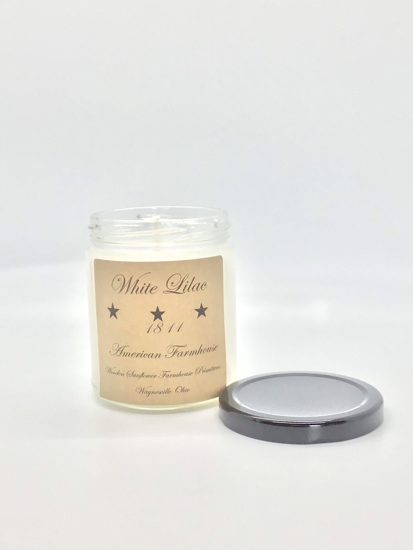 White Lilac Highly Scented Candle/ Jelly Jar 9oz/Paraffin Wax/Farmhouse Candle/Hand poured Candle/ Country-Primitive Candle