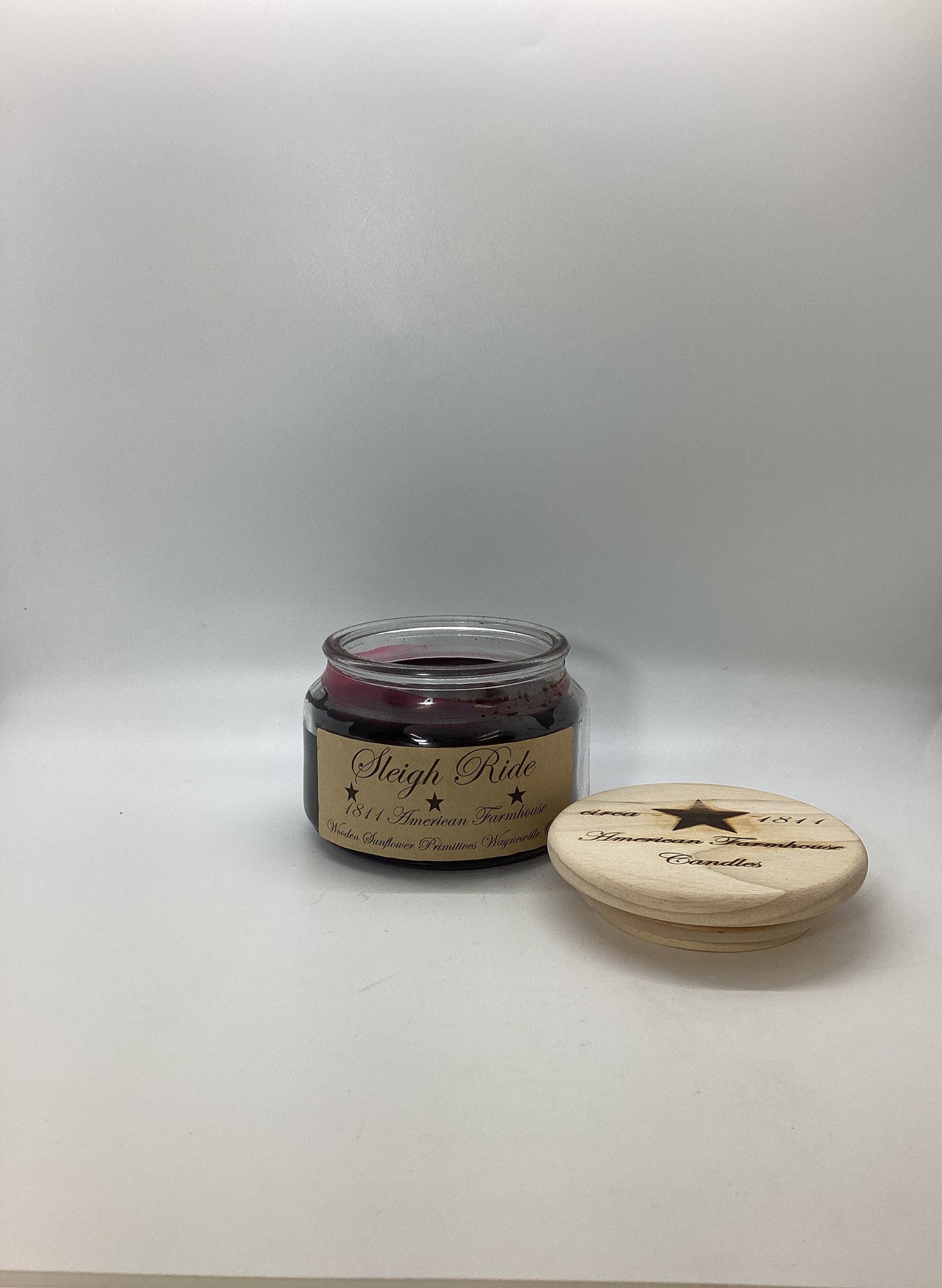 Sleigh Ride Highly Scented Candle/Apothecary Jar 10 oz/Paraffin Wax/Farmhouse Candle/Hand Poured Candle/Country Primitive Candle
