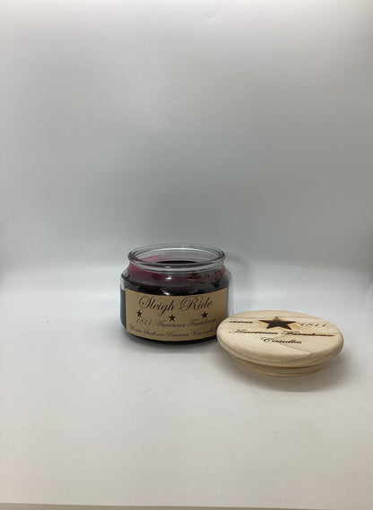 Sleigh Ride Highly Scented Candle/Apothecary Jar 10 oz/Paraffin Wax/Farmhouse Candle/Hand Poured Candle/Country Primitive Candle