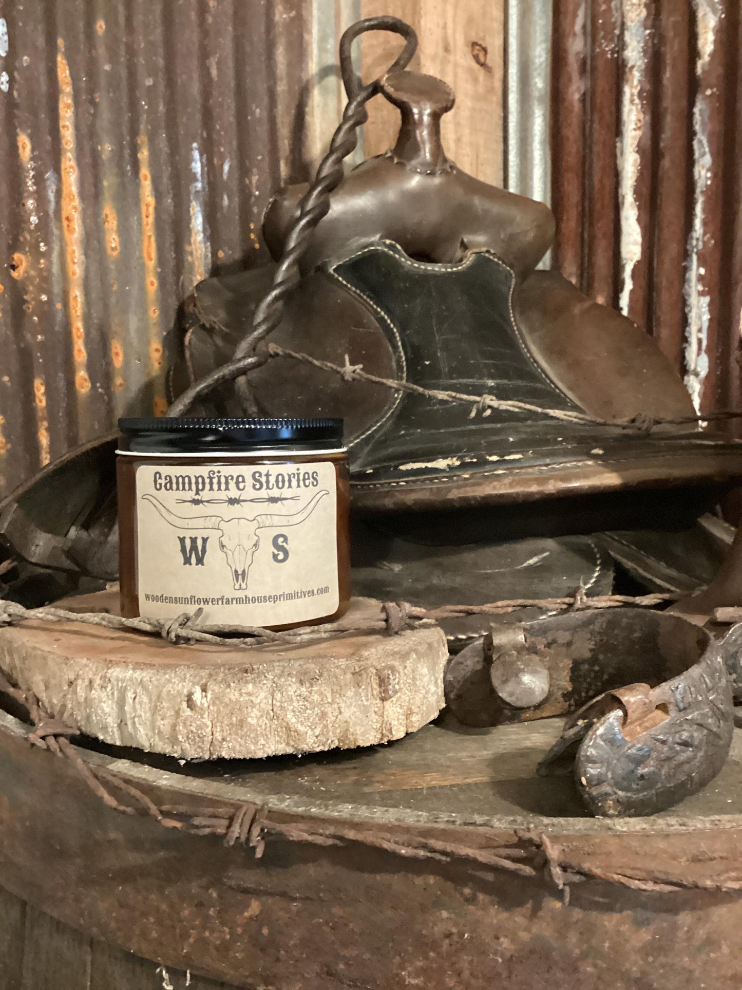 Campfire Stories/cream and cardamom/Soy Candle/Western Home Decor/Cowboy Candle/Western Candle/