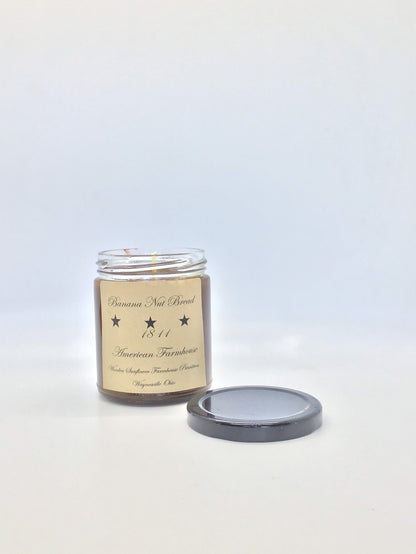 Banana Nut Bread Highly Scented Candle/Jelly Jar 9oz/Paraffin Wax/Farmhouse Candle/Hand Poured Candle/Country-Primitive Candle