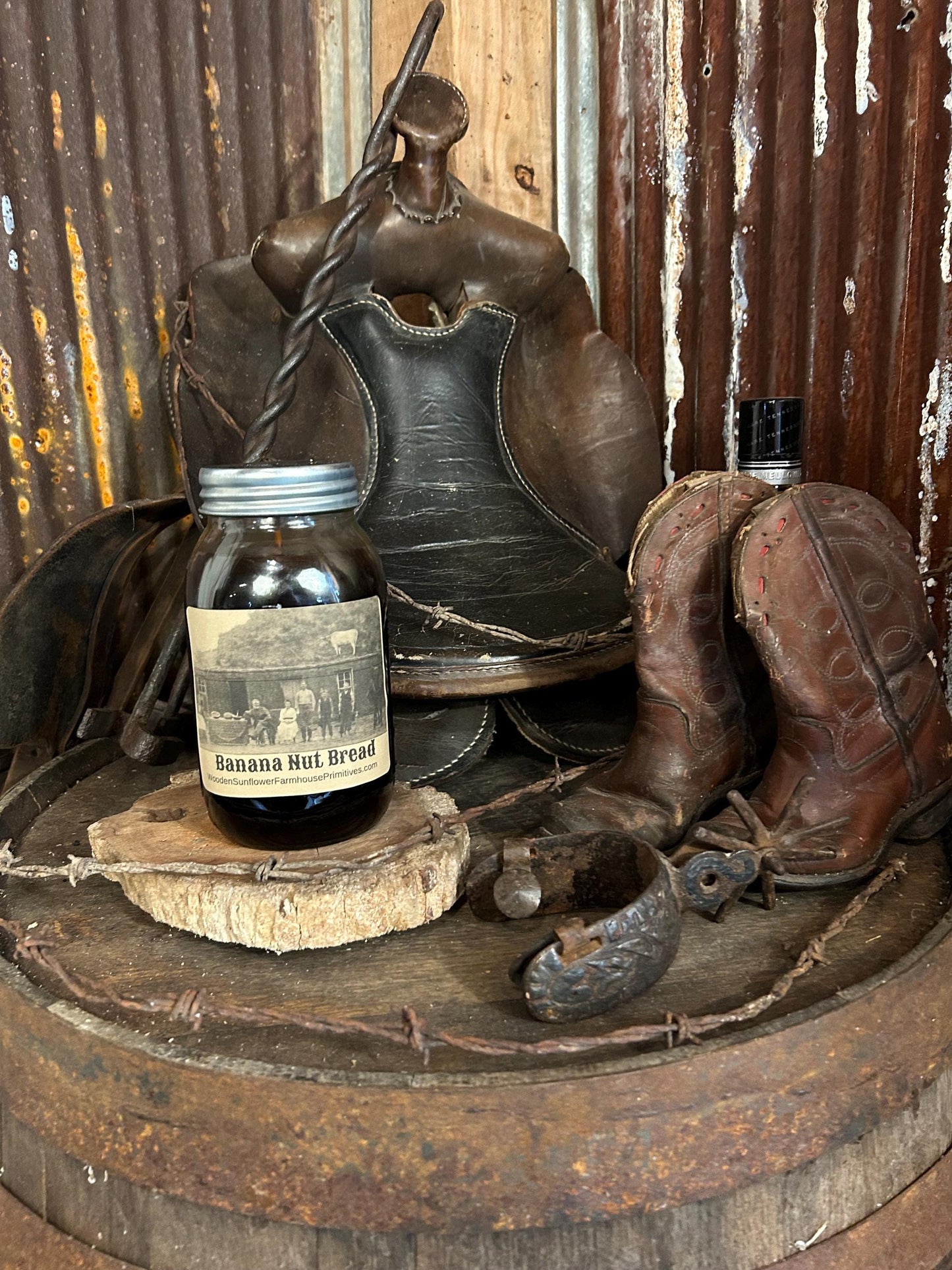 Banana Nut Bread Highly Scented Candle/Ball Jar 32 oz/Paraffin Wax/Farmhouse Candle/Hand Poured Candle/Country-Primitive Candle