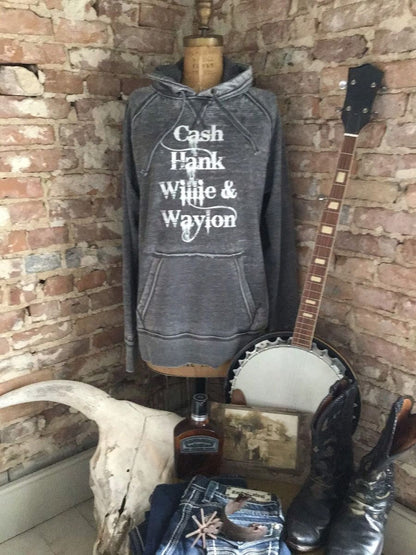 Cash Hank Willie Waylon/Unisex distressed graphic hoodie/Country shirt/country hoodie/country singers/cute hoodie