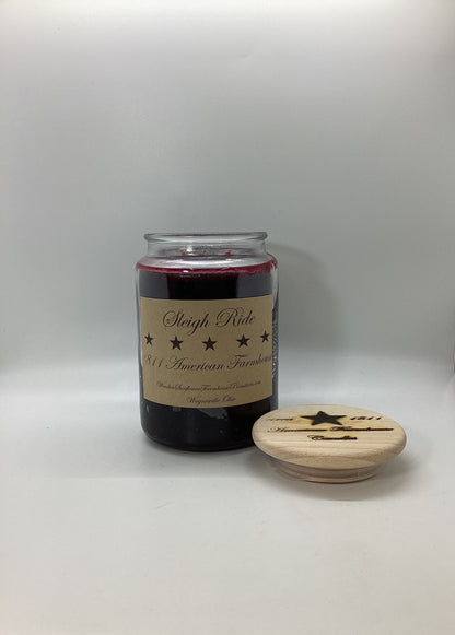 Sleigh Ride Highly Scented Candle/Apothecary Jar 26 oz/Paraffin Wax/Farmhouse Candle/Hand Poured Candle/Country-Primitive Candle