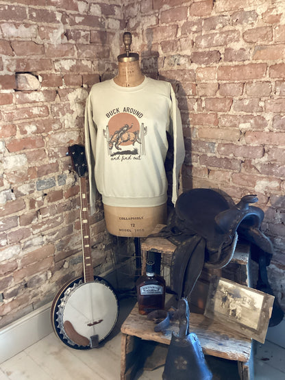 Buck Around and find out crewneck/western/country/cowgirl/rodeo/farmgirl/horse girl