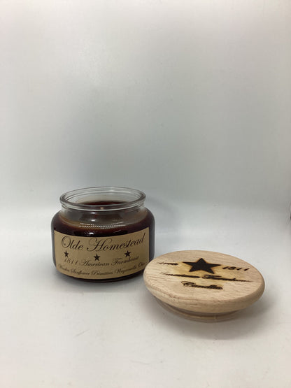 Olde Homestead  Highly Scented Candle/Apothecary Jar 10 oz/Paraffin Wax/Farmhouse Candle/Hand Poured Candle/Country-Primitive Candle