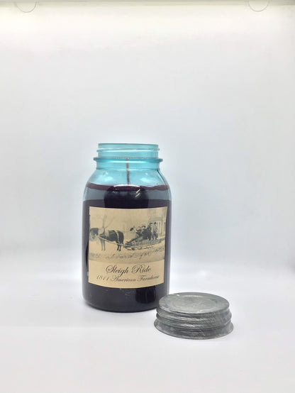 Sleigh Ride Highly Scented Candle/32 oz Ball Jar/Paraffin Wax/Farmhouse Candle/Hand Poured Candle/Country-Primitive Candle