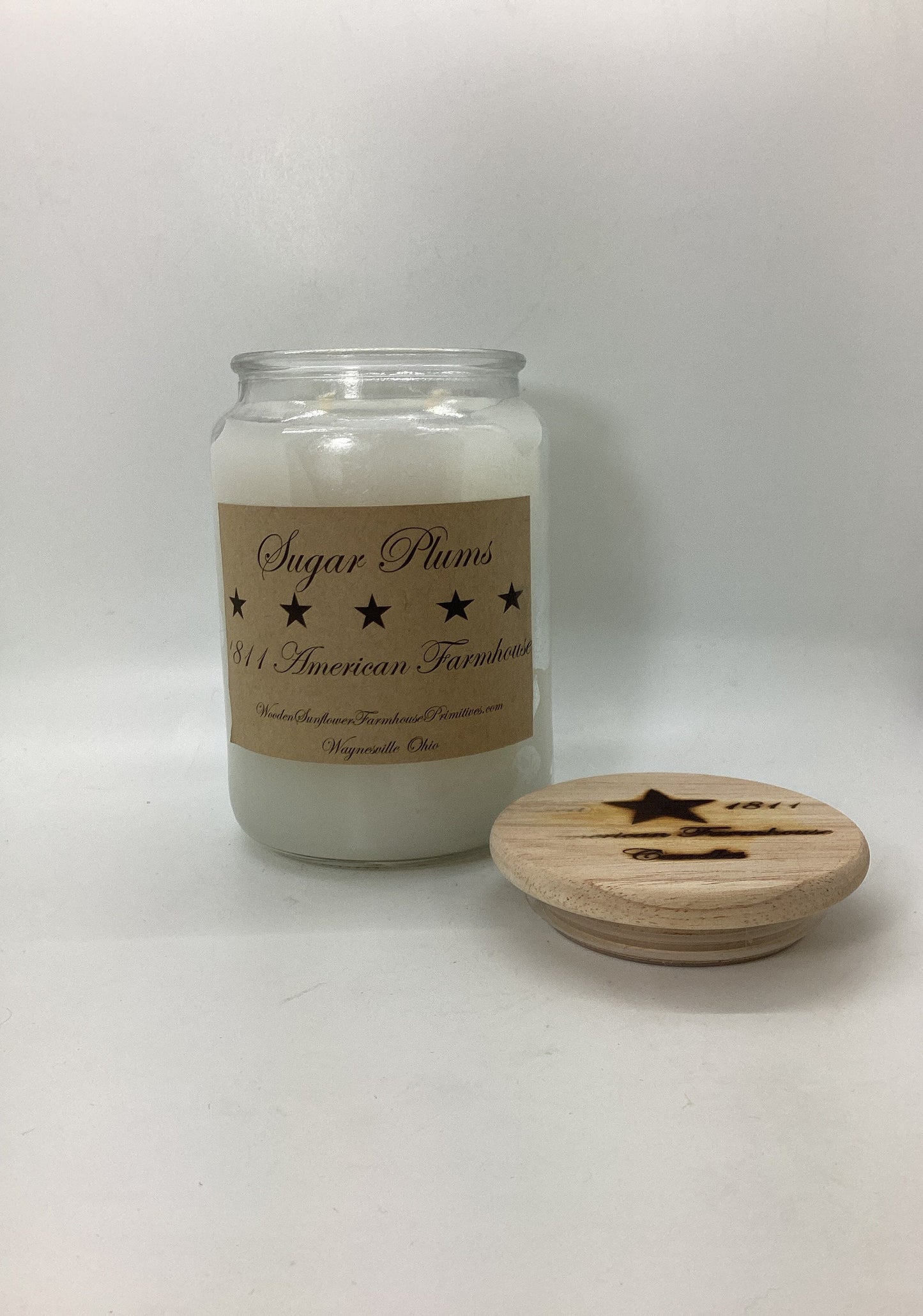 Sugar Plums Highly Scented Candle/Apothecary Jar 26 oz/Paraffin Wax/Farmhouse Candle/Hand Poured Candle/Country-Primitive Candle