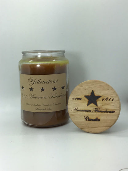 Yellowstone Highly Scented Candle/Apothecary Jar 26oz/Paraffin Wax/Farmhouse Candle/Hand Poured Candle/Country Primitive Candle