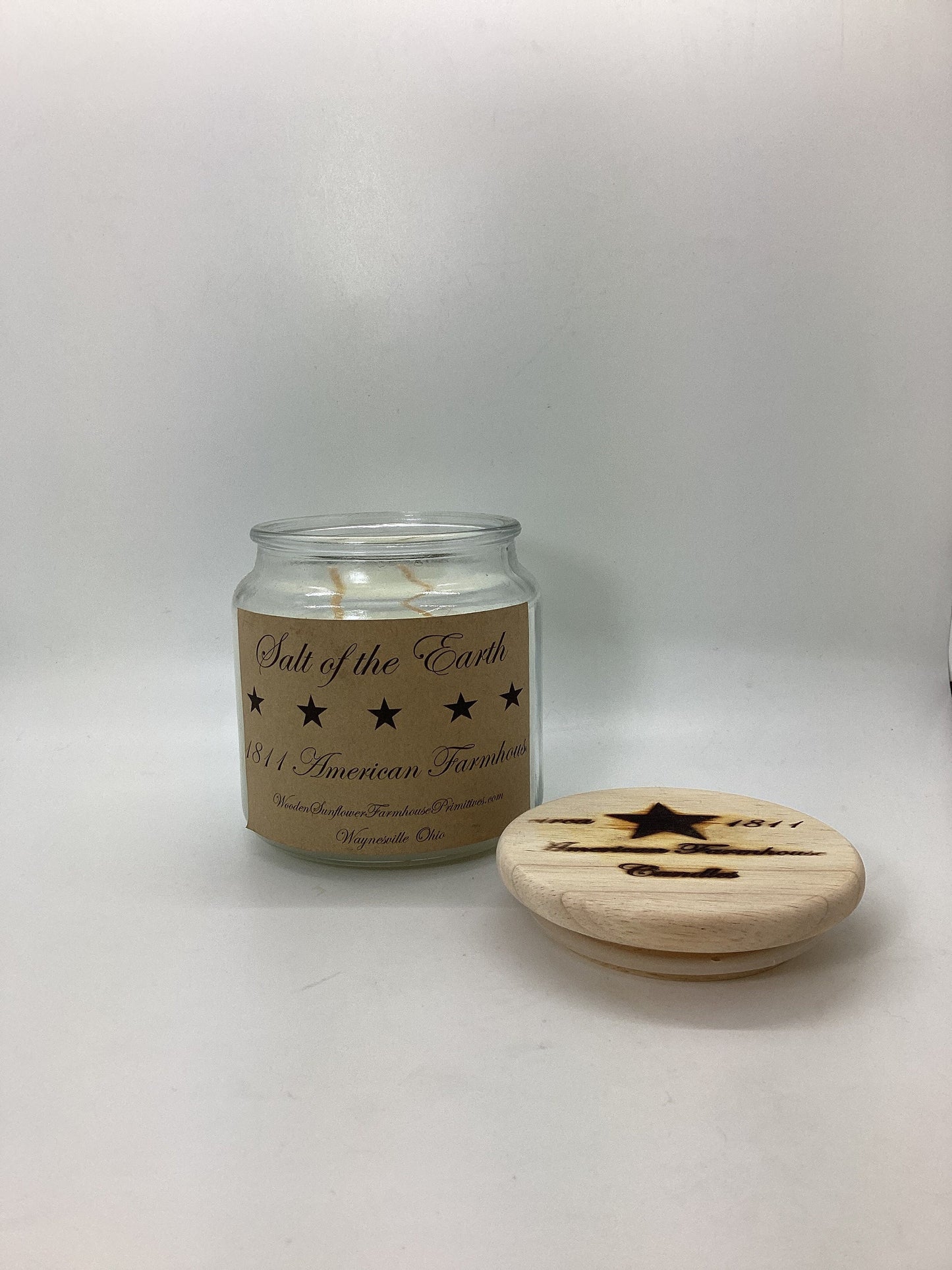 Salt of the Earth Highly Scented Candle/Apothecary Jar 18oz/Paraffin Wax/ Farmhouse Candle/Hand Poured Candle/ Country-Primitive Candle