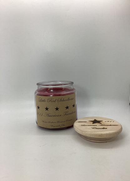 Little Red Schoolhouse/Highly Scented Candle/Apothecary Jar 18 oz/Paraffin Wax/Farmhouse Candle/Hand Poured Candle/Red Currant