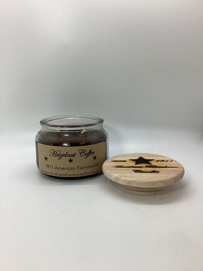 Hazelnut Coffee Highly Scented Candle/Apothecary Jar 10 oz/Paraffin Wax/Farmhouse Candle/Hand Poured Candle/Country Primitive Candle