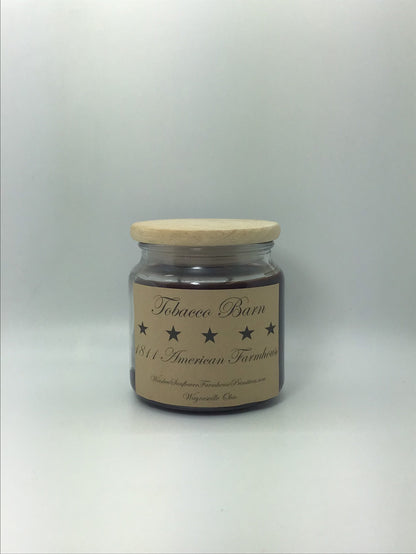 Tobacco Barn Highly Scented Candle/Apothecary Jar 18 oz/Paraffin Wax/Farmhouse Candle/Hand Poured Candle/Country-Primitive Candle