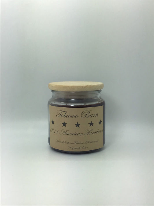 Tobacco Barn Highly Scented Candle/Apothecary Jar 18 oz/Paraffin Wax/Farmhouse Candle/Hand Poured Candle/Country-Primitive Candle