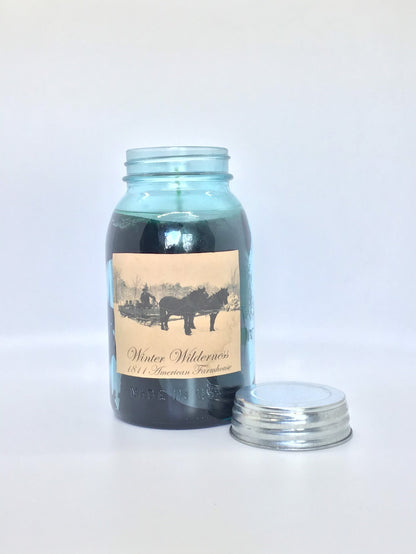 Winter Wilderness Highly Scented Candle/ Ball Jar 32 oz/Paraffin Wax/Farmhouse Candle/Hand Poured Candle/Country-Primitive Candle